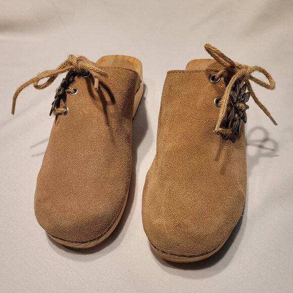 Landhaus C&A Naturally Tan Suede Clog Edelweiss Size US 8.5, EU 39 - Picture 2 of 9